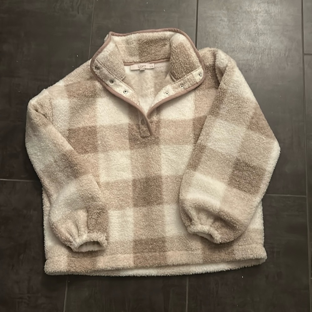 Loft quarter button fleece Large petite.